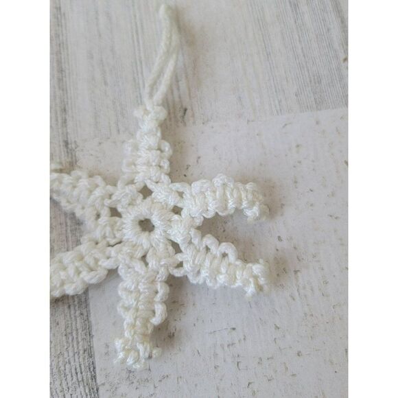 Handmade crochet white snowflake ornament Xmas decor - Picture 2 of 5